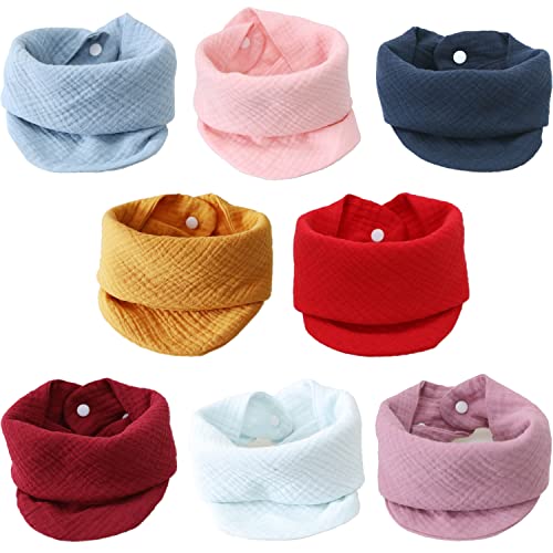 STOFIA 8 Piezas Baberos Bebe Recien Nacido en Muselina de Algodón Orgánico Absorbente Suave Bandana para Niña Niño Toalla Babero para Babas Toallitas Paños para Eructar