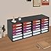 Literature Organizer, 24 Compartment Paper and Mail Organizer, Office and Classroom Mailbox with Adjustable and Removable Shelves, Countertop Literature Sorter for Library, Office, Classroom (Black)