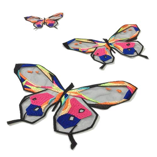 4 Pcs Butterfly Patches Embroidery Sew On Patch Badge Clothing Applique Diy Ornaments Lovely Decorative (Black) #TOP4