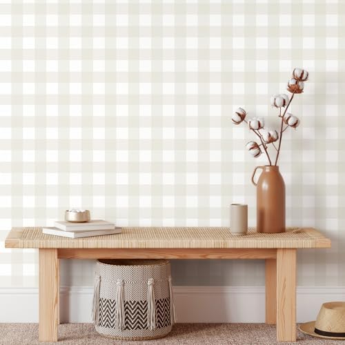 Cohoo Home Plaid Peel and Stick Wallpaper Boho Plaid Contact Pape...