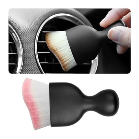 Osilly Car Detailing Brush, Auto Interior Soft Bristles Curved Cleaning Brush, Dust Collectors Dirt Removal Tool for Car Dashboard, Air Conditioner Vents, Leather, Computer, Scratch Free (White/Pink) Cover
