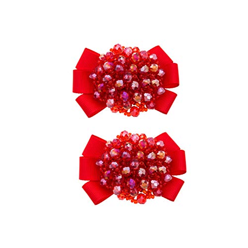 Bijoux de chaussures clips nœud gros-grain perles cristal fait main