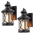Laplusbelle 2-Pack Outdoor Wall Lights, Porch Lights, Waterproof Outdoor Wall Sconce, Exterior Light Fixture Matte Black with Clear Glass Shade for Garage Patio Front Door Balcony, 12in.