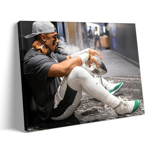 B.B.F MAKE 2025 Super Canvas Bowl Wall Art Champions Eagles Poster Print Philadelphia Hurts Painting Canvas Wall Decor Sports Stars Picture Modern Bedroom Living Room Home Decoration Framed 11x14inch