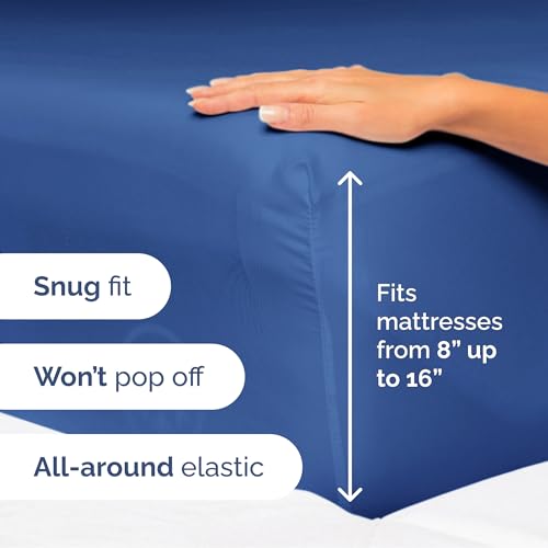 Image of Cal King Size 4 Piece Sheet Set - Ultra Soft & Cooling Sheets - Cobalt Blue