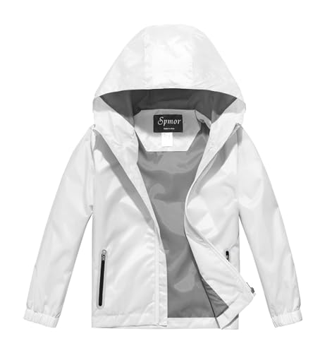 Image of Boys Girls Rain Jackets Lightweight Waterproof Hooded Raincoat Lined Windbreakers for Kids