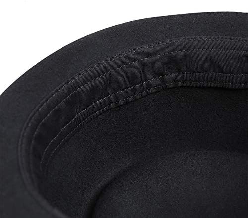 Miniatura 7 de F FADVES Sombrero de pastel de cerdo 100 fieltro de lana para hombre sombrero de cerdo que rompe malo parte superior plana para hombre Fedora Negro