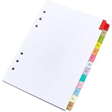 SUPERFINDINGS Alphabet Binder Dividers A5 A-Z Binder Dividers Multicolor 26 Tabs Index Divider 15.2x21cm/6x8.27Inch A5 Blank Tab Paper 6 Ring Binders School Office File Organizer