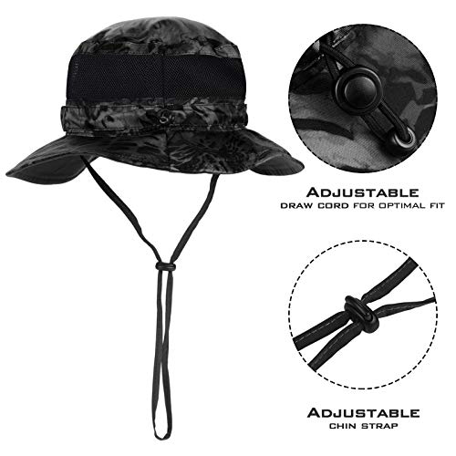Kastking Sol Armis Upf 50 Boonie Hat - Sun Protection Hat, Fishing Hat - Breathable Fabric - Comfortable - Prym1 Camo,Blackout #TOP2