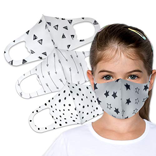 Kid's Unisex Multi Design Fashion Protective Face_Mask Bandanas Covering Gear Washable Reusable (Pack of 4 KM44, 30, 49, 32)