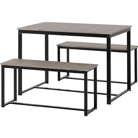 Seconique Lincoln Dining Bench Set in Stone Effect Cover