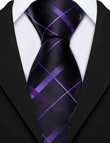 Image of Barry.Wang Mens 6 PCS Ties Silk Striped Paisley Check Floral Necktie Silky Woven Wedding Business Party Ties 3.34 inch