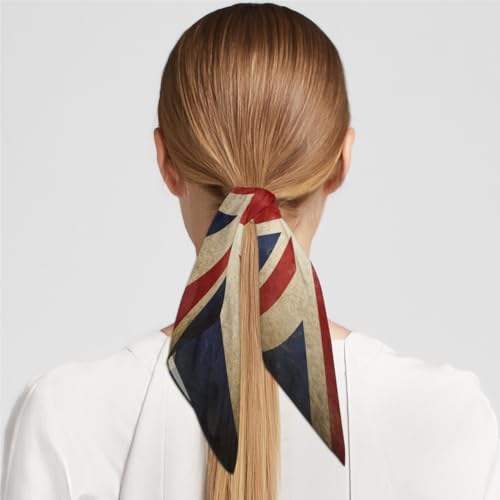 KOBLEN Britain Flag Pattern Silk Scarf 23.6x23.6 Inch Square Neck Scarf for Women Breathable Lightweight Neckerchief Silk Head Scarf Hair Wrap4