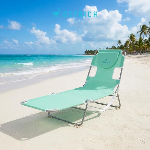Image of Ostrich the Original Chaise 72 x 22 Inch Lounge Portable Reclining Lounger, Outdoor Patio, Beach, Lawn, Camping, or Pool Tanning Chair, Teal