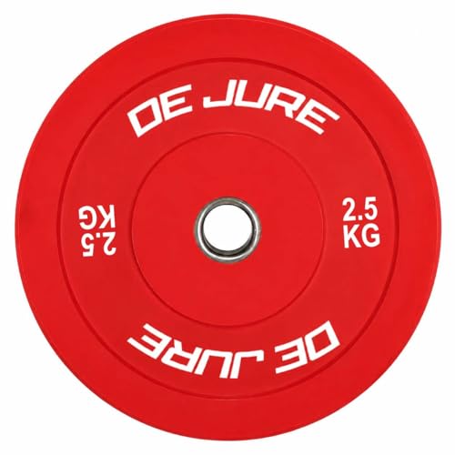 De Jure Fitness Rubber Coated Bumper Plates for Strength Training, Olympic, Anti-Slip, Durable, for Home Gym and Commercial Use (2.5 KG-SINGLE-RED)