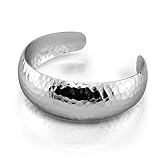 Dankadi Bracelet Ouvert pour Femme Ruche Texturé Large 23MM en 925 Argent, Bracelet Jonc Φ58MM Réglable Martelé Courbe Plaqué Or Rose Bohémien Cadeau de Bijou pour Amie (Argent, Réglable)