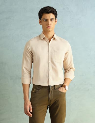 Image of Arrow Solid Slim Fit Formal Shirts for Men - Full Sleeve Shirt for Man