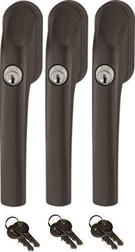 Abus FG300 abschließbarer Fenstergriff, braun, im Set 3 Stück alle gleichschließend mit insgesamt 6 Schlüssel