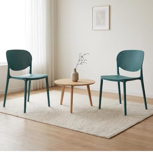 Image of INNOWIN Casper Stackable Arm Chair | Accent Chair for Living Room Home, Bedroom, Cafe and Hotels | 3- Year Warranty | Set of 2 | Plastic | Peacock Blue
