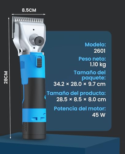 Miniatura 7 de Oneisall Maquina Pelar Caballos De 2 Bateria, Profi Esquiladora Caballos Para Pelo Grueso Y Enmarañado, Maquina Esquilar Caballos Con Motor Potente De 2400 Prm Min, Apto Para Todo El Cuerpo Azul