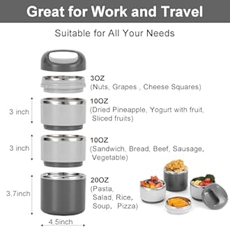 Lille Home 3-Layer Stainless Steel Lunch Box 1.43L- Leakproof, BPA-Free Insulated Bento Box for On-the-Go Meal Prep, Stackable Food Container for Women & Men