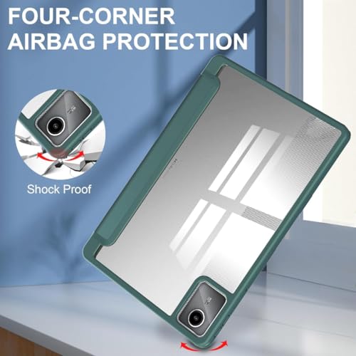 Image of ProElite Cover for Motorola Pad 60 Neo 11 inch 2025, Smart Flip Case Cover for Motorola Pad 60 Neo 11 inch 2025 with Pen Holder, Dark Green [Transparent Back]