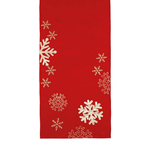 Caminho de Mesa Vermelho 175x40 cm Flocos de Neve Cromus