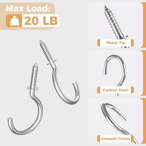 RELBRO Screw Hooks, 1-1/4 Inch Metal Screw in Cup Hooks, Silver, 50 Pcs by RELBRO - Image 5