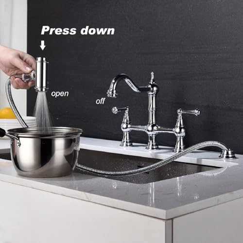Robinet d'évier de cuisine avec douchette latérale pont chic rotatif - 3