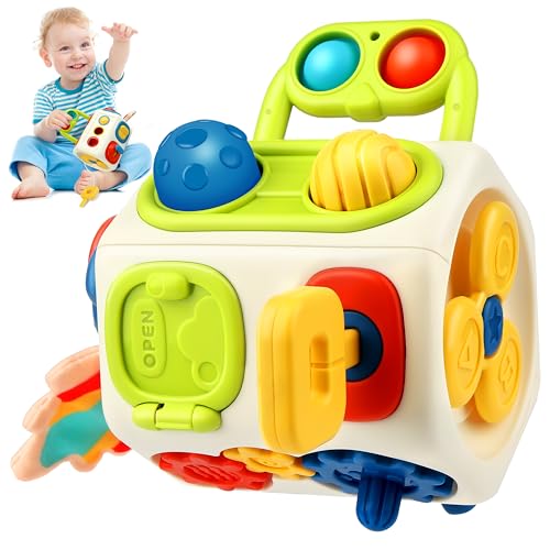 Image of Vanmor 10-in-1 Busy Cube for 18+ Months Toddlers - 8-Sided Montessori Sensory Activity Cube with Fine Motor Skills Learning, Travel Fidget Toys for Airplane Car Seat, Gift for Boys Girls