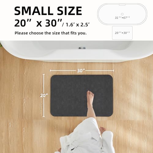 Bath Mat, Bathroom Rugs Non Slip Washable Thin Absorbent Quick Dry Bath Mat Fits Under Door Bathroom Floor Mat Perfect for Bath, Shower, or Sink 20"x30" Dark Grey