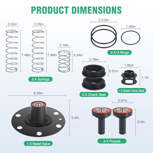 1-1/4”-2” Complete Repair Kit Compatible with Zurn Wilkins 975XL and 975XL2 Backflow Preventer, Repair Kit Poppets, Springs and Seats