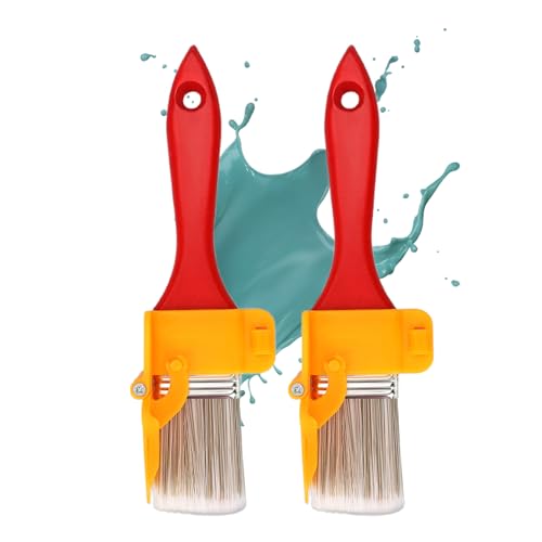 2 pinceles de pintura, corte en pincel, herramientas de corte para, bordeadora de pinceles de pintura, cepillo de pintura para bordes, para el hogar, oficina, habitación, pared, techos, bordes (rojo)