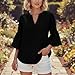 Cotton Linen Shirts for Women Fashion Ruffle 3/4 Sleeve V Neck Tops Spring Summer Beach Casual Gauze Blouses Clothes Womens Plus Size Summer Tops Black L