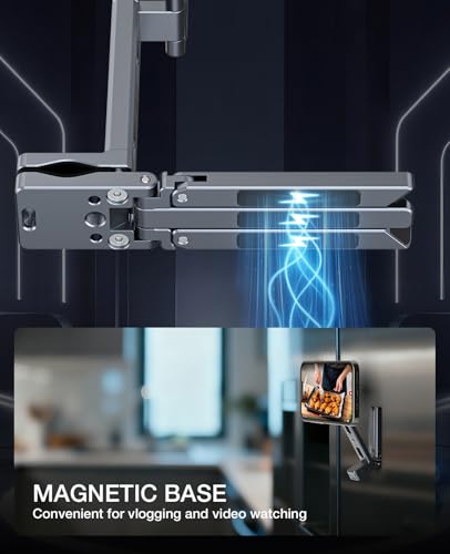 Magnetyczny uchwyt na statyw telefoniczny, przenośny uchwyt na smartfon, stojak na biurko z klipsem, kompatybilny z iPhone 17/16/15/14 Pro Max Air, pasuje do studia fitness, vloga, samolotu i podróży
