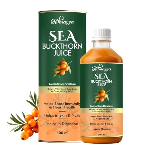 Himayya Sea Buckthorn Juice 500 ML | Herbal Buckthorn Berry Juice with Natural Vitamin C, Omega 3 6 7 9 Supplement & Antioxidants | Herbal Supports for Immunity, Skin Glow & Gut Health - (Pack of 1)