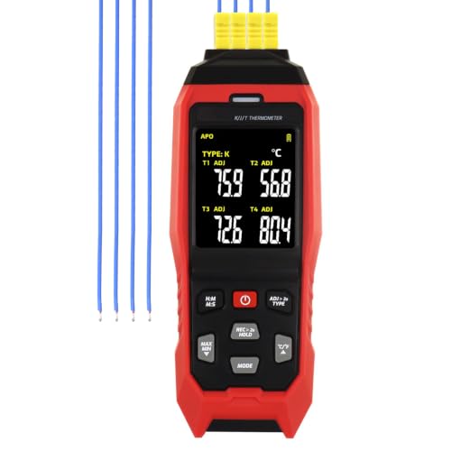 Thermomètre Numérique à Thermocouple, Enregistreur De Données, Thermomètre à Quatre Canaux De Type T/k/j Avec 5 000 Groupes, Enregistrements De Données Programmables Par Usb, Plage De -328 à 2501 °F