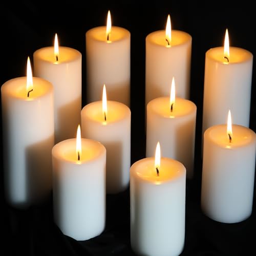 12 Packs White Pillar Candles, 50 Hours Long Burning Time