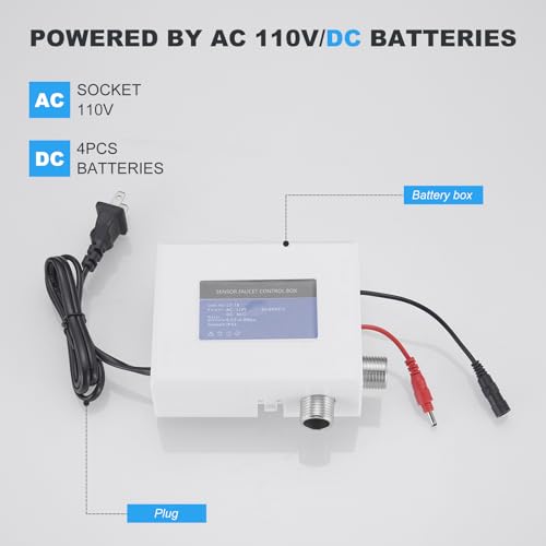Bwe 18110H-B Black Touchless Bathroom Sink Faucet,Hands Free Automatic Motion Infrared Sensor Faucet,Tall Body Vessel Sink Faucet,With Control Box And Temperature,Battery Or Plug In Powered thumb #4