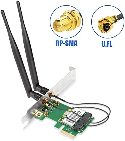 Bingfu External WiFi Antenna RP-SMA Male Aerial Dual Band 2.4GHz 5.8GHz 6dBi 15cm IPEX IPX U.FL to RP-SMA Female Cable (2-Pack) for Intel Fenvi HP DELL Wireless Mini PCI Express PCIE Network Card