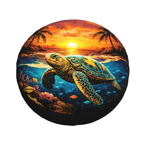 Image of Sea Turtle Spare Tire Cover - Funny Wheel Protectors Waterproof Universal Wheel Cover for SUV Rv Travel Trailer Camper Truck 16 Inch