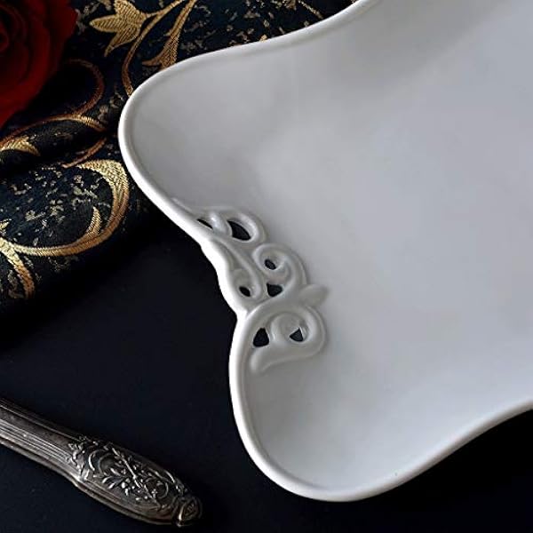 ZAIZAI 2 stukken ambacht keramische fruitplaat creatieve holle gourmet plaat originele kunstplaat platte plaat plaat (Size : 23cm*21cm*2.5cm)