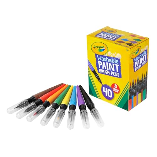 Crayola no-drip paint brush pens, assorted colors set, 40 count,...