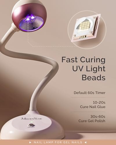 Image of MelodySusie 360 2-in-1 Gooseneck Nail Lamp S-Pro09M for Detail Work | 60s Timer; 2000mAh Battery; 6h Runtime; One-Touch Control; Rhinestone Glue; Solid Nail Glue Gel; Liner Gel