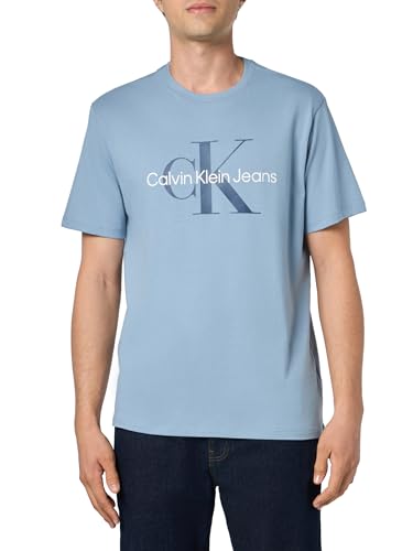 Calvin Klein Men's Monogram Logo Crewneck T-Shirt Faded Denim