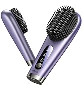 llano Portable Cordless Hair Straightener Brush, Upgraded 6400 mAh USB Rechargeable Travel Lightw...