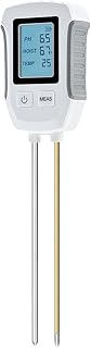 Mcbazel 1台3役 土壌メーター pH/水分/温度測定機能付き 土壌酸度計 デュアル検出プローブ デジタル植物 土壌水分計 庭、芝生、農業、ハウス/屋外植物用 土壌温度計-ホワイト