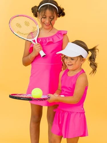 RuffleButts Girls Athletic Active One Shoulder Strap Tennis Dress and Bike Short Set Outift4