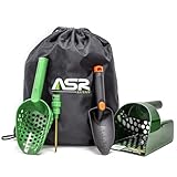 ASR Outdoor 5pc Green Metal Detecting Tools Kit with Drawstring Bag Coin Probe