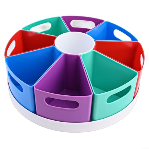 Diseño elegante, 9 compartimentos, organizador de escritorio giratorio para suministros de oficina y escuela